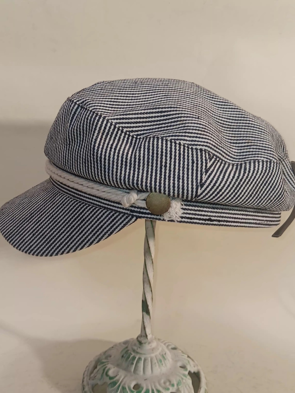 Striped Navy and White Women's Fisherman Cap